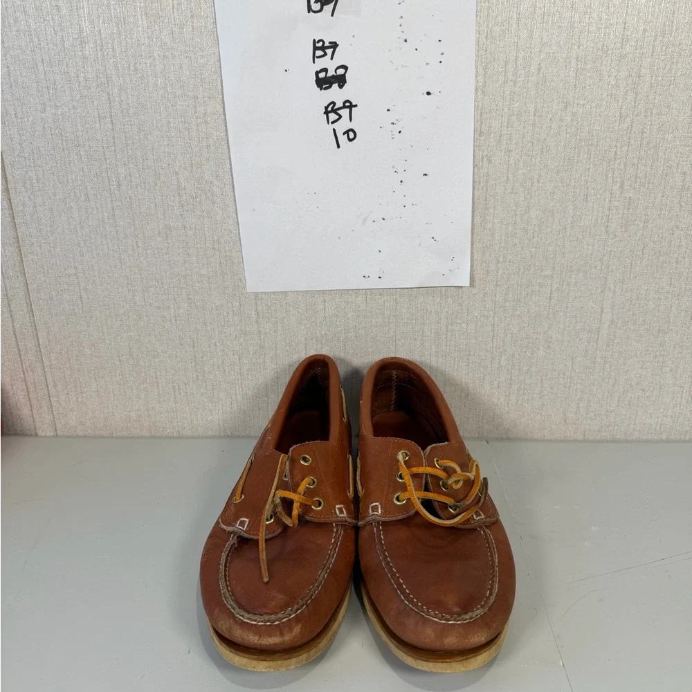 Harbor Tack Sail Boat Shoes-Genuine Hand Sewn Brown Leather‎ Size 12